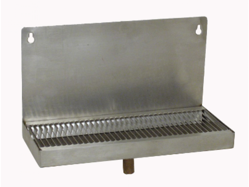 Stainless Steel Mountable Drip Tray with Drain (12"L x 5"W- 6" back splash)