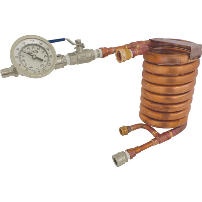 Wort Chiller - Counterflow Chiller Assembly (With In-Line Thermometer)